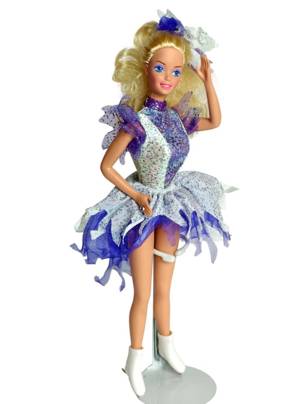Vtg 90s Ice Capades Barbie Doll #9847 Original Ice Skating Outfit White Skates